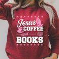 Jesus Coffee And Books Christian Reading Literary Raglan Sleeve Sweatshirt Heather Dust