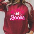 My Job Is Books Pink Retro Book Lovers Women Librarian Raglan Sleeve Sweatshirt Heather Dust