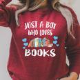 Just A Boy Who Loves Books Reading Raglan Sleeve Sweatshirt Heather Dust