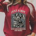 Just A Boy Who Loves Dragons And Books Fantasy Gothic Raglan Sleeve Sweatshirt Heather Dust