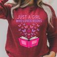 Just A Girl Who Loves Books Butterflies Reading Raglan Sleeve Sweatshirt Heather Dust