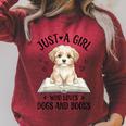 Just A Girl Who Loves Books And Dogs Puppy Pet Lover Raglan Sleeve Sweatshirt Heather Dust