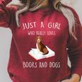 Just a Girl Loves Books And Dogs Reading Book Raglan Sleeve Sweatshirt Heather Dust Just a Girl Loves Books And Dogs Reading Book Raglan Sleeve Sweatshirt Heather Dust