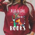 Just A Girl Who Loves Books Lover Librarian Reading Bookworm Premium Raglan Sleeve Sweatshirt Heather Dust