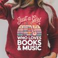 Just a Girl Who Loves Books And Music Raglan Sleeve Sweatshirt Heather Dust