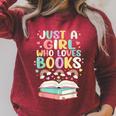 Just A Girl Who Loves Books Reading Bookworm & Read Book Raglan Sleeve Sweatshirt Heather Dust