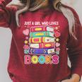 Just A Girl Who Loves Books Reading Library Raglan Sleeve Sweatshirt Heather Dust