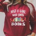 Just A Girl Who Loves Books Reading Raglan Sleeve Sweatshirt Heather Dust