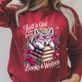 Just A Girl Who Loves Books And Wolves Cute Reading Nerd Raglan Sleeve Sweatshirt Heather Dust