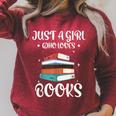 Just A Girl Who Loves Books Women Book Lovers Bookish Girls Raglan Sleeve Sweatshirt Heather Dust