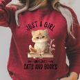 Just A Girl Who Loves Cats And Books Kitties Pet Art Lover Raglan Sleeve Sweatshirt Heather Dust