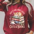 Just A Girl Who Loves Cats And Books Reading Librarian Raglan Sleeve Sweatshirt Heather Dust Just A Girl Who Loves Cats And Books Reading Librarian Raglan Sleeve Sweatshirt Heather Dust