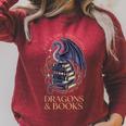 Just a Girl Who Loves Dragons & Books Women Dragon Bookish Raglan Sleeve Sweatshirt Heather Dust
