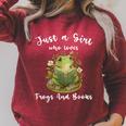 Just A Girl Who Loves Frogs And Books Cute Reading Raglan Sleeve Sweatshirt Heather Dust