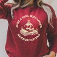 Just A Girl Who Loves Horror Novels Book Lover Raglan Sleeve Sweatshirt Heather Dust Just A Girl Who Loves Horror Novels Book Lover Raglan Sleeve Sweatshirt Heather Dust