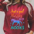 Just a Girl Who Loves Horses And Books Book Lover Raglan Sleeve Sweatshirt Heather Dust