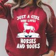 Just A Girl Who Loves Horses And Books Heart Reading Raglan Sleeve Sweatshirt Heather Dust