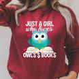 Just A Girl Who Loves Owls And Books Cute Bookworm Raglan Sleeve Sweatshirt Heather Dust