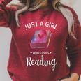 Just a Girl Who Loves Reading Book Lover Reading Raglan Sleeve Sweatshirt Heather Dust