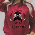Just A Girl Who Loves Reading Hair Bun For Book Lover Raglan Sleeve Sweatshirt Heather Dust Just A Girl Who Loves Reading Hair Bun For Book Lover Raglan Sleeve Sweatshirt Heather Dust