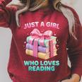 Just a Girl Who Loves Reading Women Book Lover Bookworm Raglan Sleeve Sweatshirt Heather Dust