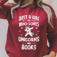 Just A Girl Who Loves Unicorns And Books Women Raglan Sleeve Sweatshirt Heather Dust