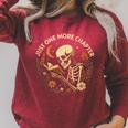 Just One More Chapter Book Lover Bookish Reading Skeleton Raglan Sleeve Sweatshirt Heather Dust