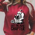 Just One More Chapter Book Skeleton Reading Books Raglan Sleeve Sweatshirt Heather Dust