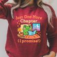 Just One More Chapter Bookish Book Kawaii Frog Reading Book Raglan Sleeve Sweatshirt Heather Dust