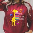 Just One More Chapter Cute Giraffe Book Reading Nerd Raglan Sleeve Sweatshirt Heather Dust