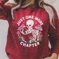 Just One More Chapter Mushrooms Gothic Skeleton Book Lover Premium Raglan Sleeve Sweatshirt Heather Dust
