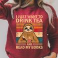 I Just Want To Drink Tea And Read My Books Sloth Raglan Sleeve Sweatshirt Heather Dust
