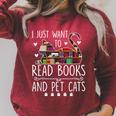 I Just Want To Read Books & Pet Cats Cats And Books Raglan Sleeve Sweatshirt Heather Dust