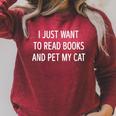 I Just Want To Read Books And Pet My Cat Men Women Kids Raglan Sleeve Sweatshirt Heather Dust