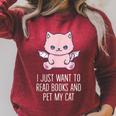 I Just Want To Read Books And Pet My Cat Pastel Goth Kawaii Men Women Kids Raglan Sleeve Sweatshirt Heather Dust