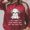 I Just Want To Read Books And Pet My Shih Tzu Dog Kawaii For Men Women Kids Raglan Sleeve Sweatshirt Heather Dust