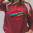 Kansas City Missouri MO Pop Art Comic Book Inspired Raglan Sleeve Sweatshirt Heather Dust