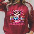Kawaii Axolotl Readsolotl Book Lover Reading Bookworm Girls Raglan Sleeve Sweatshirt Heather Dust