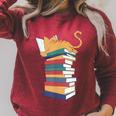 Kawaii Cat Lover Reading Books Librarian Humor Tee Raglan Sleeve Sweatshirt Heather Dust