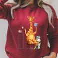 Kawaii Cute Giraffes Books And Tea Women's Raglan Sleeve Sweatshirt Heather Dust
