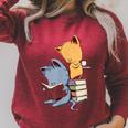 Kawaii Kittens Cats Tea And Books Cartoon Cat For Men Women Girls Kids Raglan Sleeve Sweatshirt Heather Dust