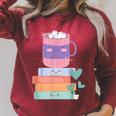 Kawaii Pastel Goth Cute Hot Chocolate Book Lover Anime Art Raglan Sleeve Sweatshirt Heather Dust