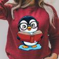 Kawaii Penguin In Cartoon Style With Book And Glasses Raglan Sleeve Sweatshirt Heather Dust Kawaii Penguin In Cartoon Style With Book And Glasses Raglan Sleeve Sweatshirt Heather Dust
