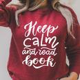 Keep Calm And Read Book Raglan Sleeve Sweatshirt Heather Dust
