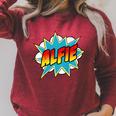Kids Boys Alfie Name Comic Book Superhero Raglan Sleeve Sweatshirt Heather Dust