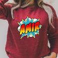 Kids Boys Amir Name Comic Book Superhero Raglan Sleeve Sweatshirt Heather Dust