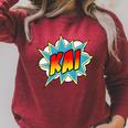 Kids Boys Kai Name Personalized Comic Book Superhero Raglan Sleeve Sweatshirt Heather Dust