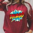 Kids Boys Thiago Comic Book Superhero Name Raglan Sleeve Sweatshirt Heather Dust
