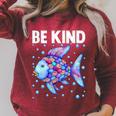 Be Kind Rainbow Scale Fish Teacher Reading Book Toddler Raglan Sleeve Sweatshirt Heather Dust