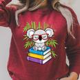 Koala Bear Librarian Reading Books Koala Raglan Sleeve Sweatshirt Heather Dust